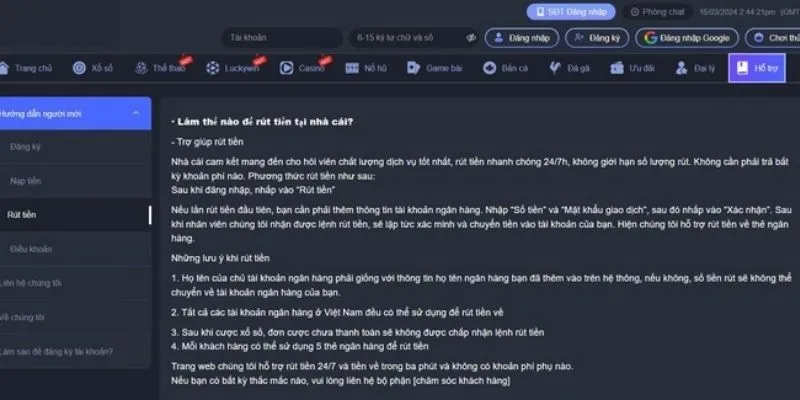 Tuân thủ điều kiện khi thực hiện rút tiền